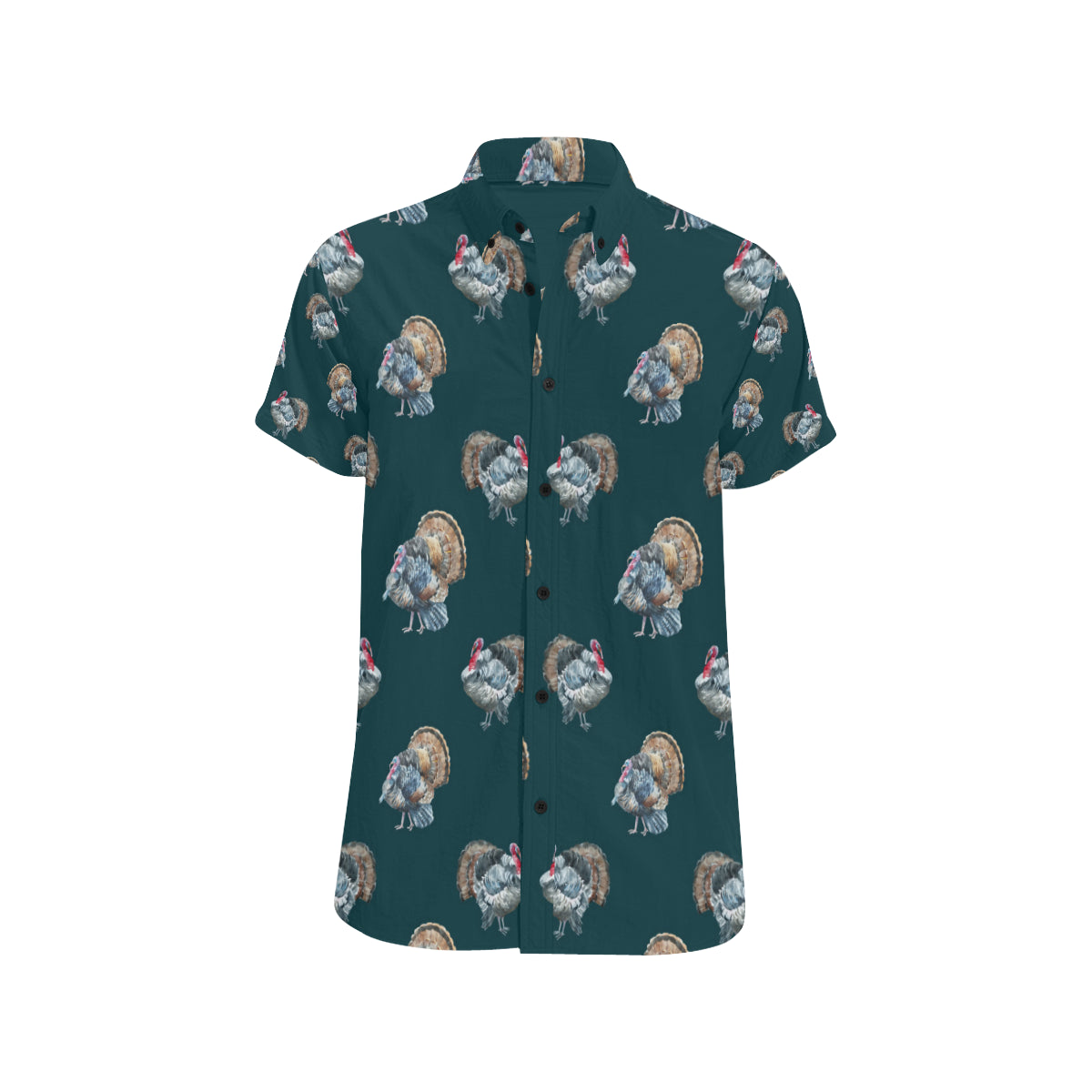 Turkey Pattern Print Design 03 Men's Short Sleeve Button Up Shirt