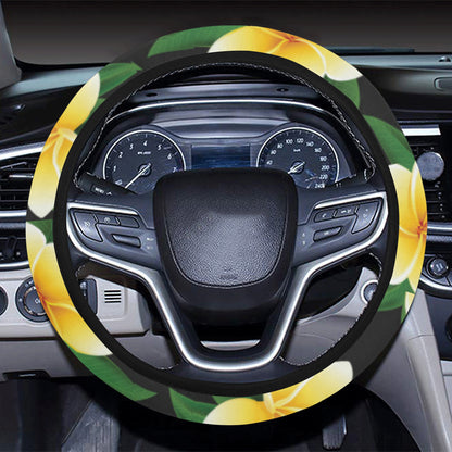 Plumeria Pattern Print Design A03 Steering Wheel Cover with Elastic Edge