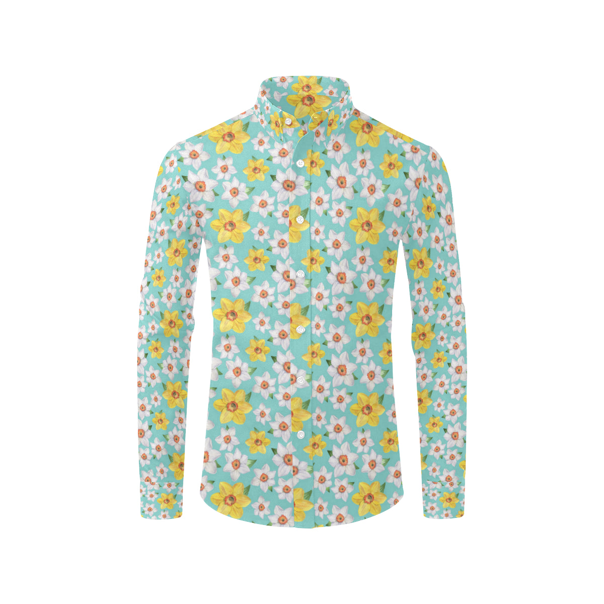 Daffodils Pattern Print Design 02 Men's Long Sleeve Shirt