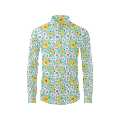 Daffodils Pattern Print Design 02 Men's Long Sleeve Shirt
