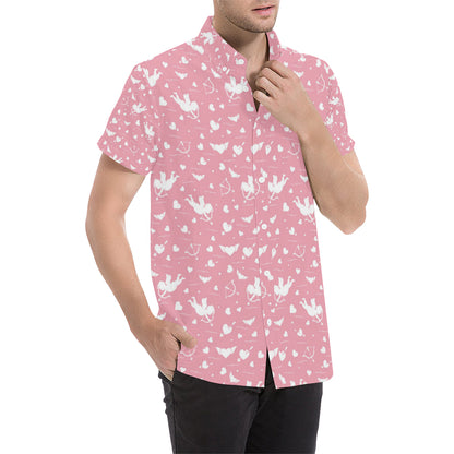 Cupid Pattern Print Design 03 Men's Short Sleeve Button Up Shirt