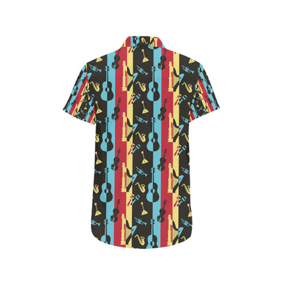 Jazz Pattern Print Design 02 Men's Short Sleeve Button Up Shirt