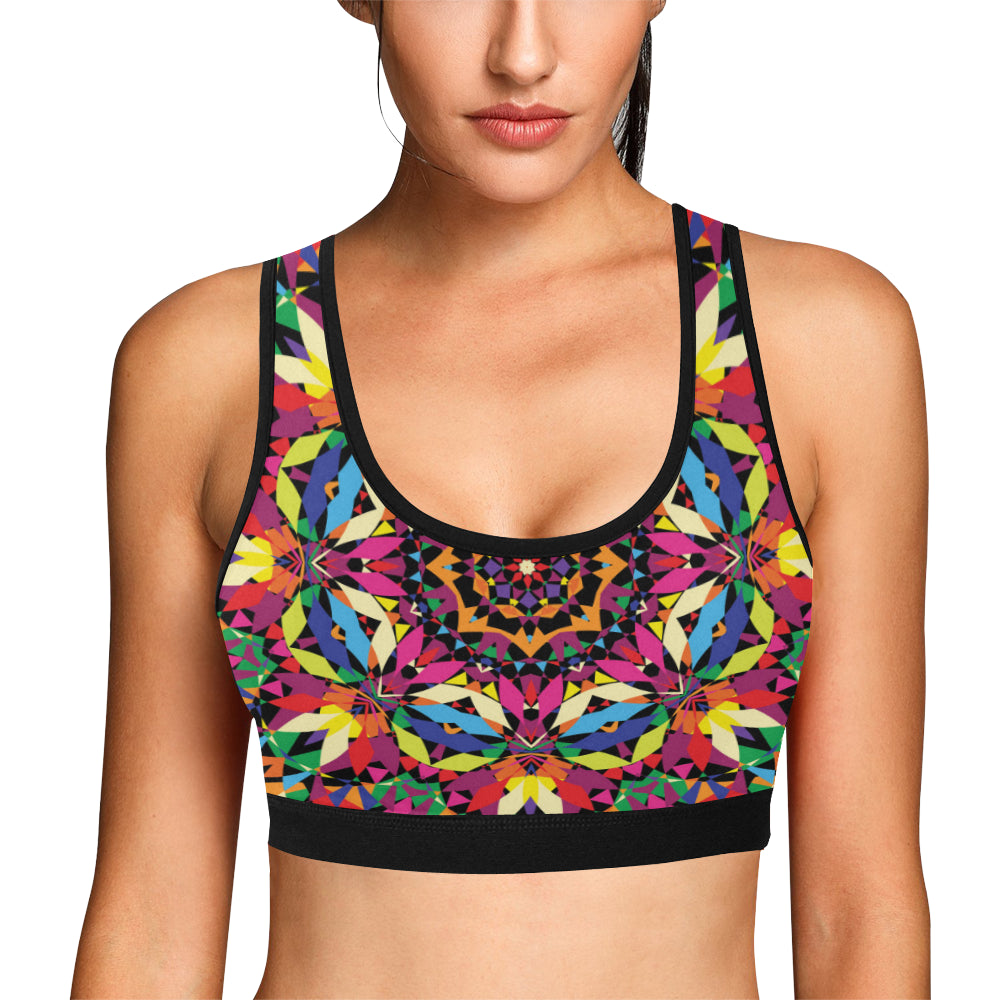 Kaleidoscope Pattern Print Design 02 Sports Bra