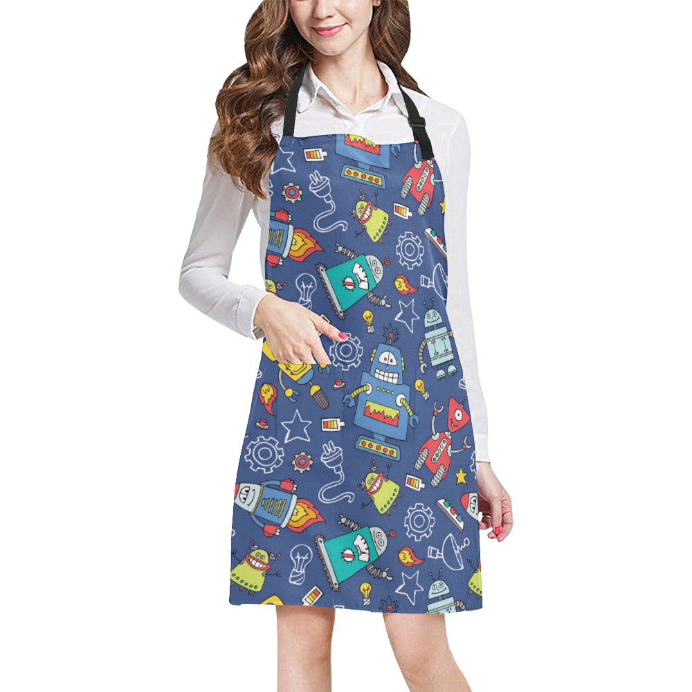 Robot Pattern Print Design A03 Apron with Pocket