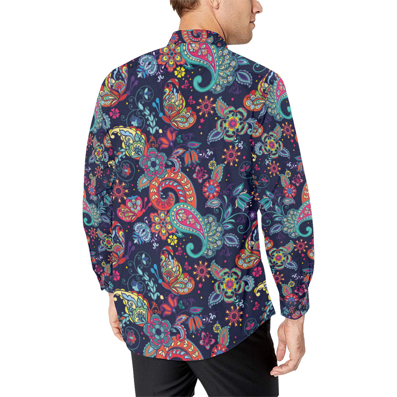 Paisley Boho Pattern Print Design A06 Men's Long Sleeve Shirt