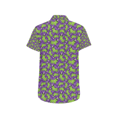 Zombie Foot Design Pattern Print Men's Short Sleeve Button Up Shirt