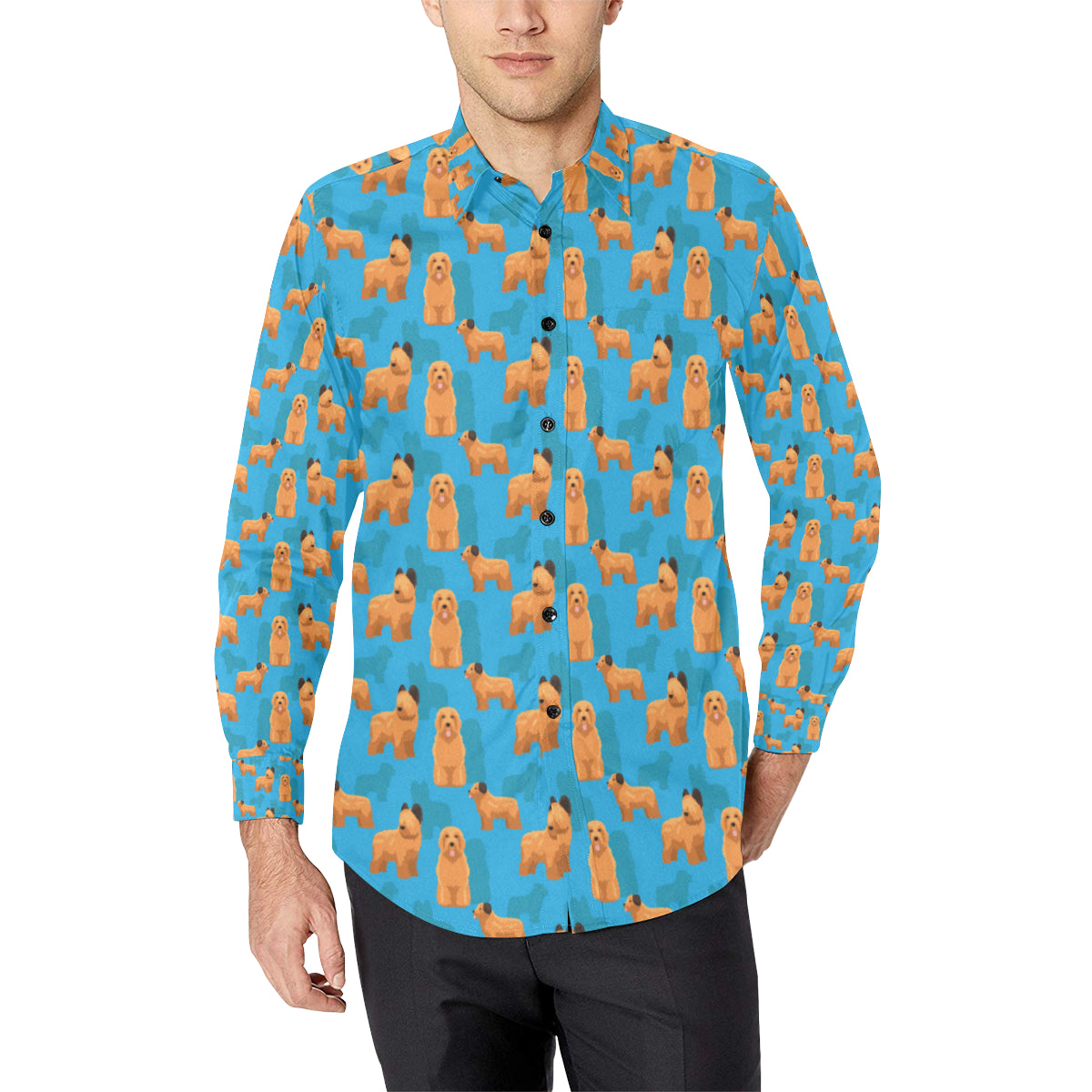 Briards Pattern Print Design 01 Men's Long Sleeve Shirt