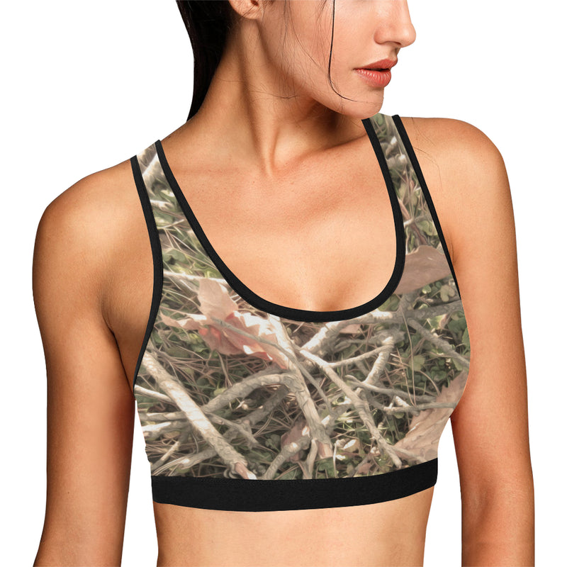 Camouflage Realistic Tree Authumn Print Sports Bra