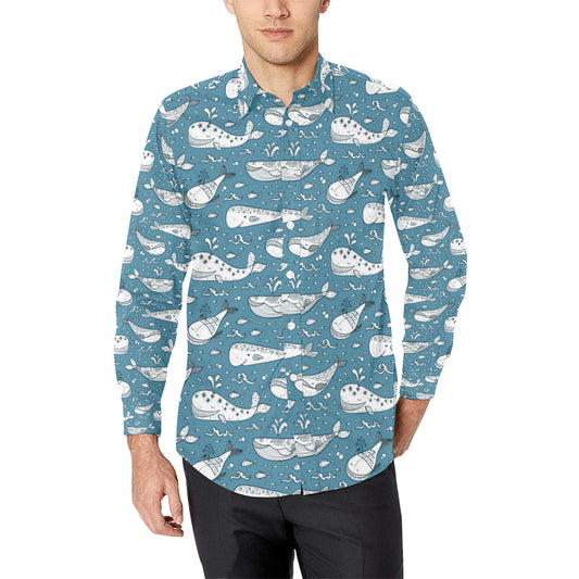 Humpback Whale Pattern Print Design 03 Men's Long Sleeve Shirt