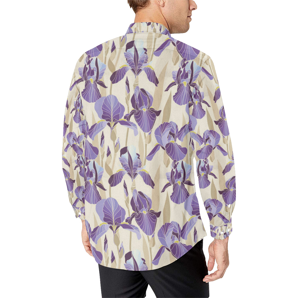 Iris Pattern Print Design IR02 Men's Long Sleeve Shirt