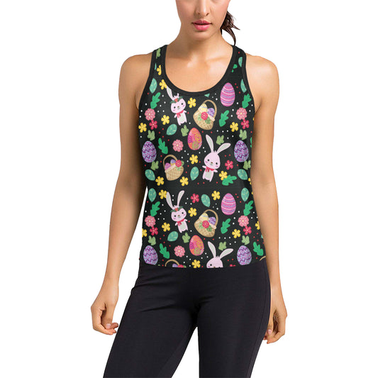 Easter Eggs Pattern Print Design RB05 Women's Racerback Tank Top