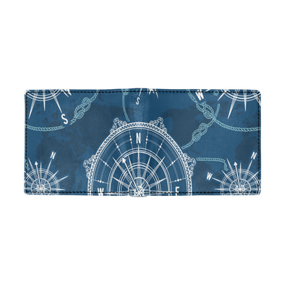 Nautical Compass Print Men's ID Card Wallet