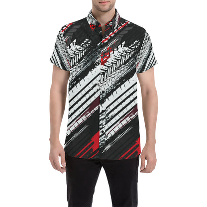 Racing Pattern Print Design A03 Men's Short Sleeve Button Up Shirt