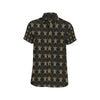 Gold Tribal Turtle Polynesian Design Men's Short Sleeve Button Up Shirt