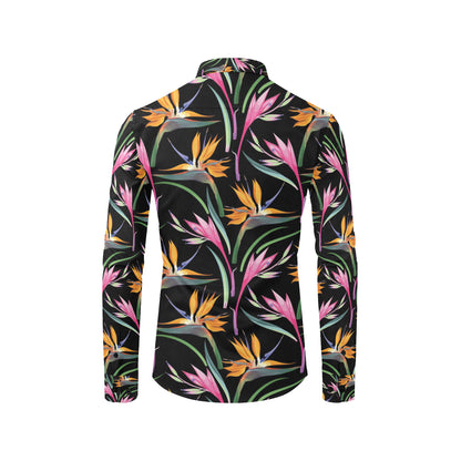 Tropical Flower Pattern Print Design TF017 Men's Long Sleeve Shirt