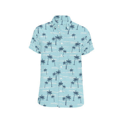 Palm Tree Pattern Print Design PT04 Men's Short Sleeve Button Up Shirt
