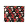 Red Rose Skull Design Print Men's ID Card Wallet