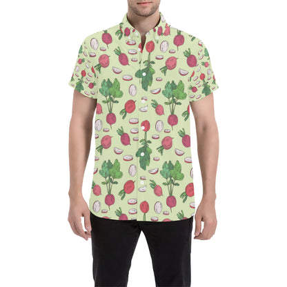 Radish Pattern Print Design A04 Men's Short Sleeve Button Up Shirt