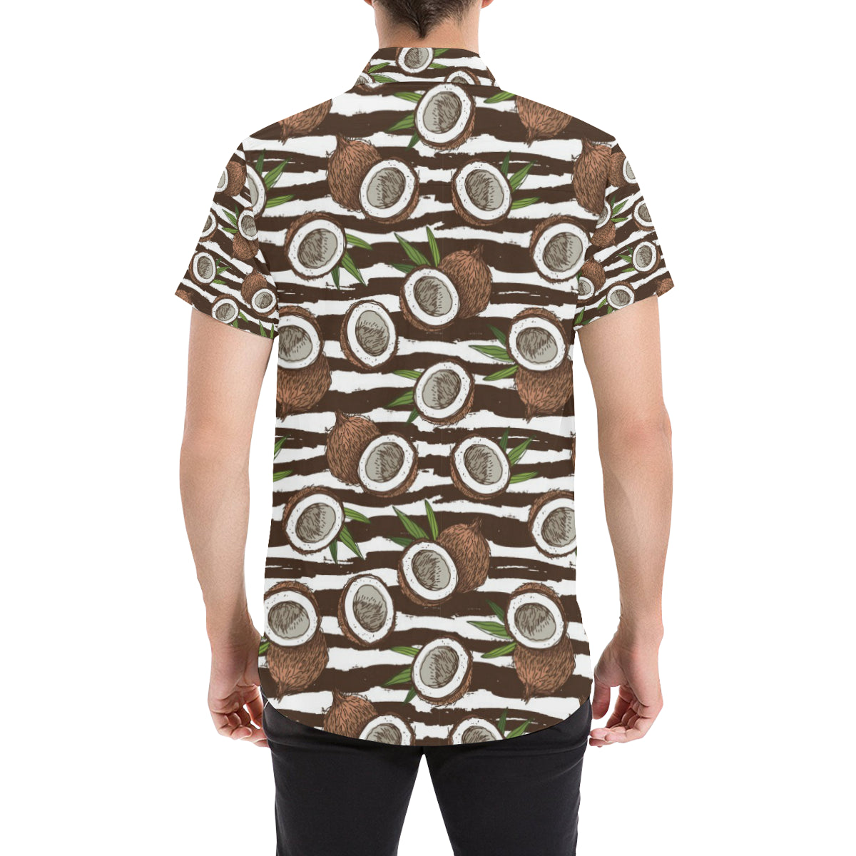 Coconut Pattern Print Design CN04 Men's Short Sleeve Button Up Shirt