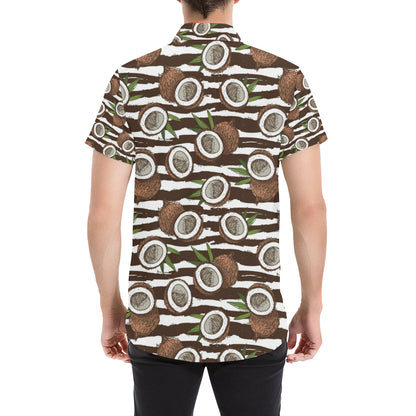 Coconut Pattern Print Design CN04 Men's Short Sleeve Button Up Shirt