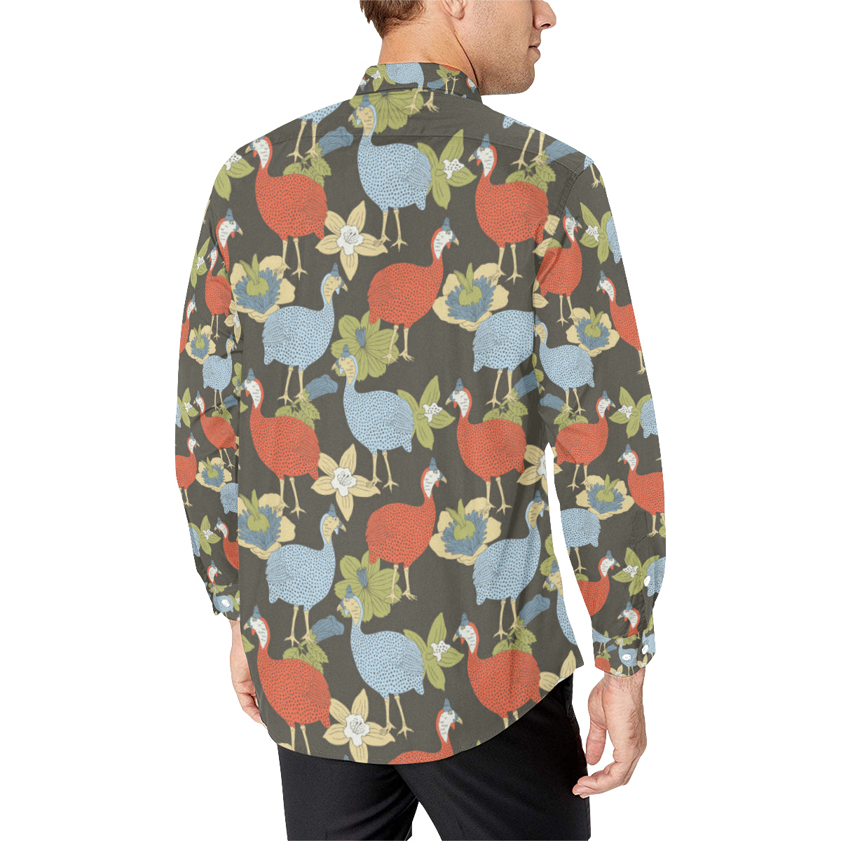 Guinea Fowl Pattern Print Design 02 Men's Long Sleeve Shirt