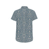 Damask Elegant Teal Print Pattern Men's Short Sleeve Button Up Shirt