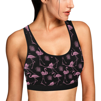 Flamingo Pink Print Pattern Sports Bra