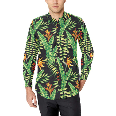 Hawaiian Flower Tropical Palm Leaves Men's Long Sleeve Shirt