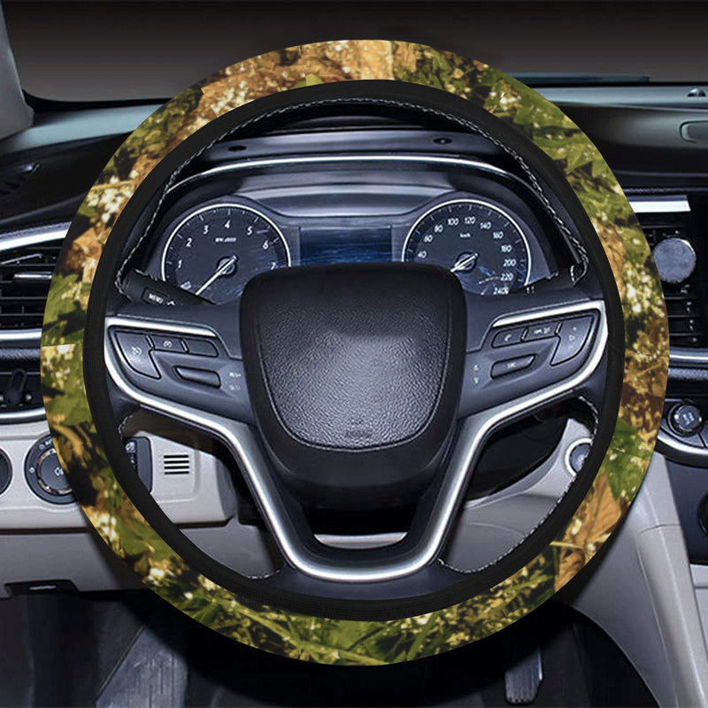 Camo Realistic Tree Forest Texture Print Steering Wheel Cover with Elastic Edge