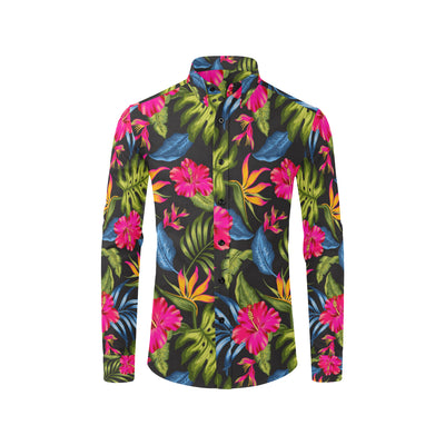 Bird Of Paradise Pattern Print Design BOP014 Men's Long Sleeve Shirt