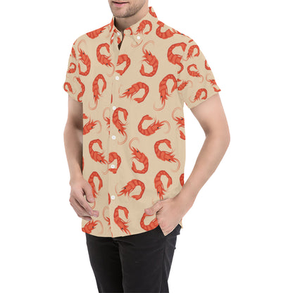 Prawn Pattern Print Design 02 Men's Short Sleeve Button Up Shirt