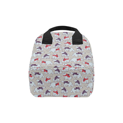 Polar Bear Pattern Print Design PB04 Insulated Lunch Bag
