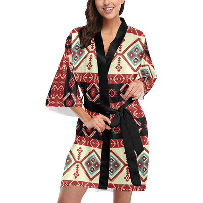 Navajo Pattern Print Design A05 Women's Short Kimono