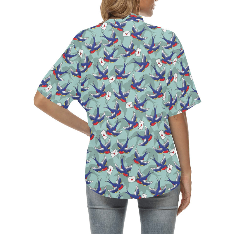 Swallow Bird Pattern Print Design 02 Women's Hawaiian Shirt