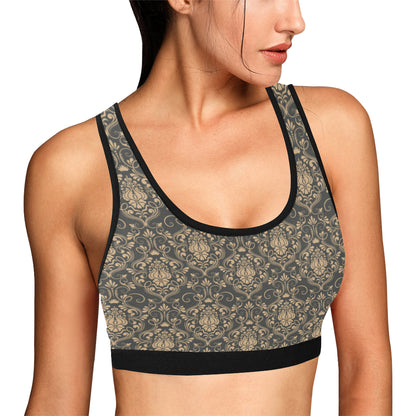 Damask Elegant Luxury Print Pattern Sports Bra
