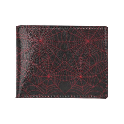 Spider Web Red Print Design LKS302 Men's ID Card Wallet