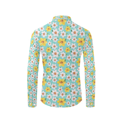 Daffodils Pattern Print Design 02 Men's Long Sleeve Shirt