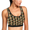 Hawaiian Flower Hula Hibiscus Print Sports Bra