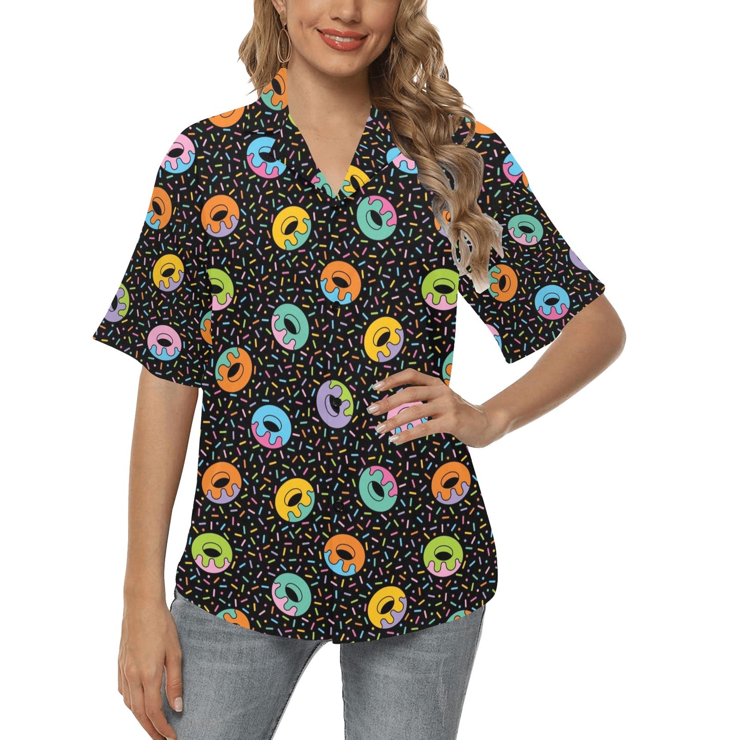 Donut Pattern Print Design DN012 Women's Hawaiian Shirt