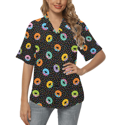 Donut Pattern Print Design DN012 Women's Hawaiian Shirt