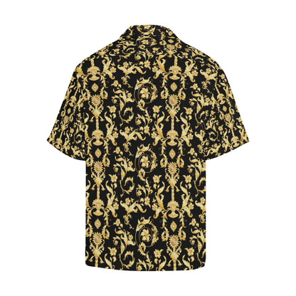 Baroque Golden Pattern Print Design 04 Men's Hawaiian Shirt