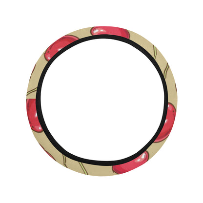 Cherry Pattern Print Design CH05 Steering Wheel Cover with Elastic Edge
