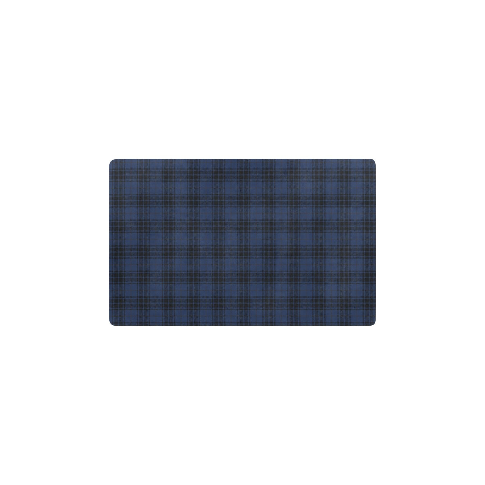 Navy Blue Tartan Plaid Pattern Kitchen Mat