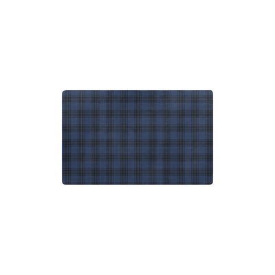 Navy Blue Tartan Plaid Pattern Kitchen Mat