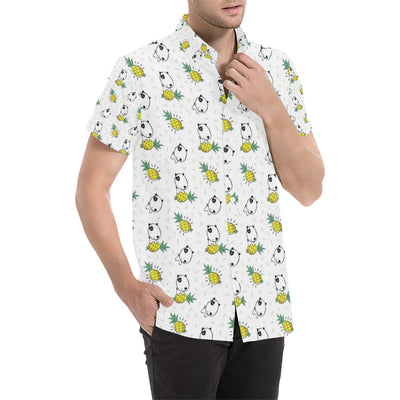 Bull Terriers Pattern Print Design 05 Men's Short Sleeve Button Up Shirt