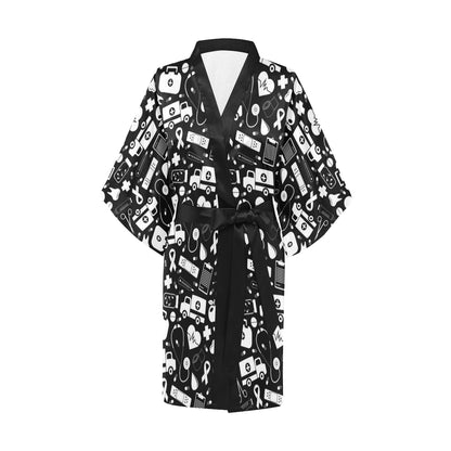 Medical Pattern Print Design 01 Women's Short Kimono