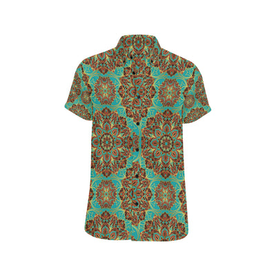 Medallion Pattern Print Design 02 Men's Short Sleeve Button Up Shirt