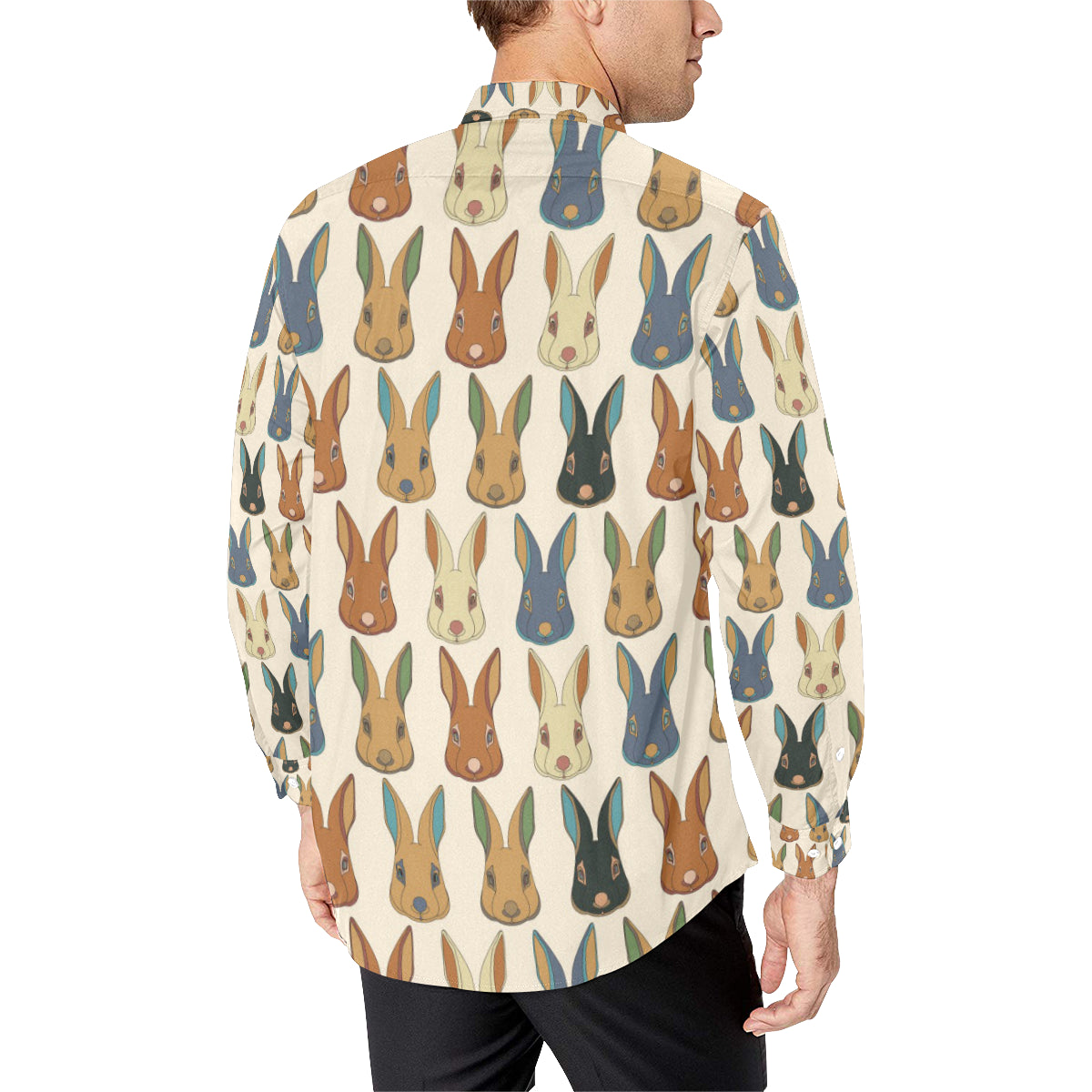Rabbit Pattern Print Design RB04 Men's Long Sleeve Shirt