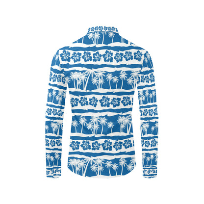 Hawaiian Themed Pattern Print Design H021 Men's Long Sleeve Shirt
