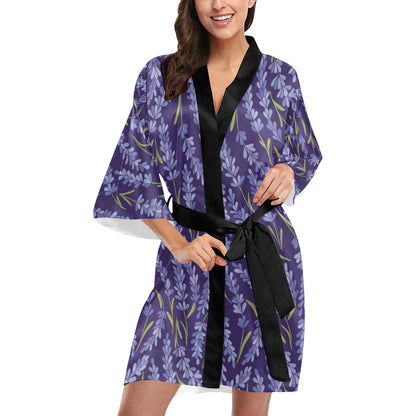 Lavender Pattern Print Design 03 Women's Short Kimono